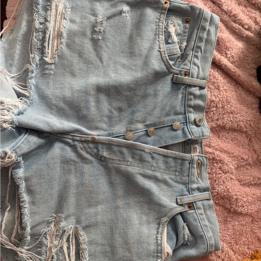 Re/Done Light Blue Denim Shorts
